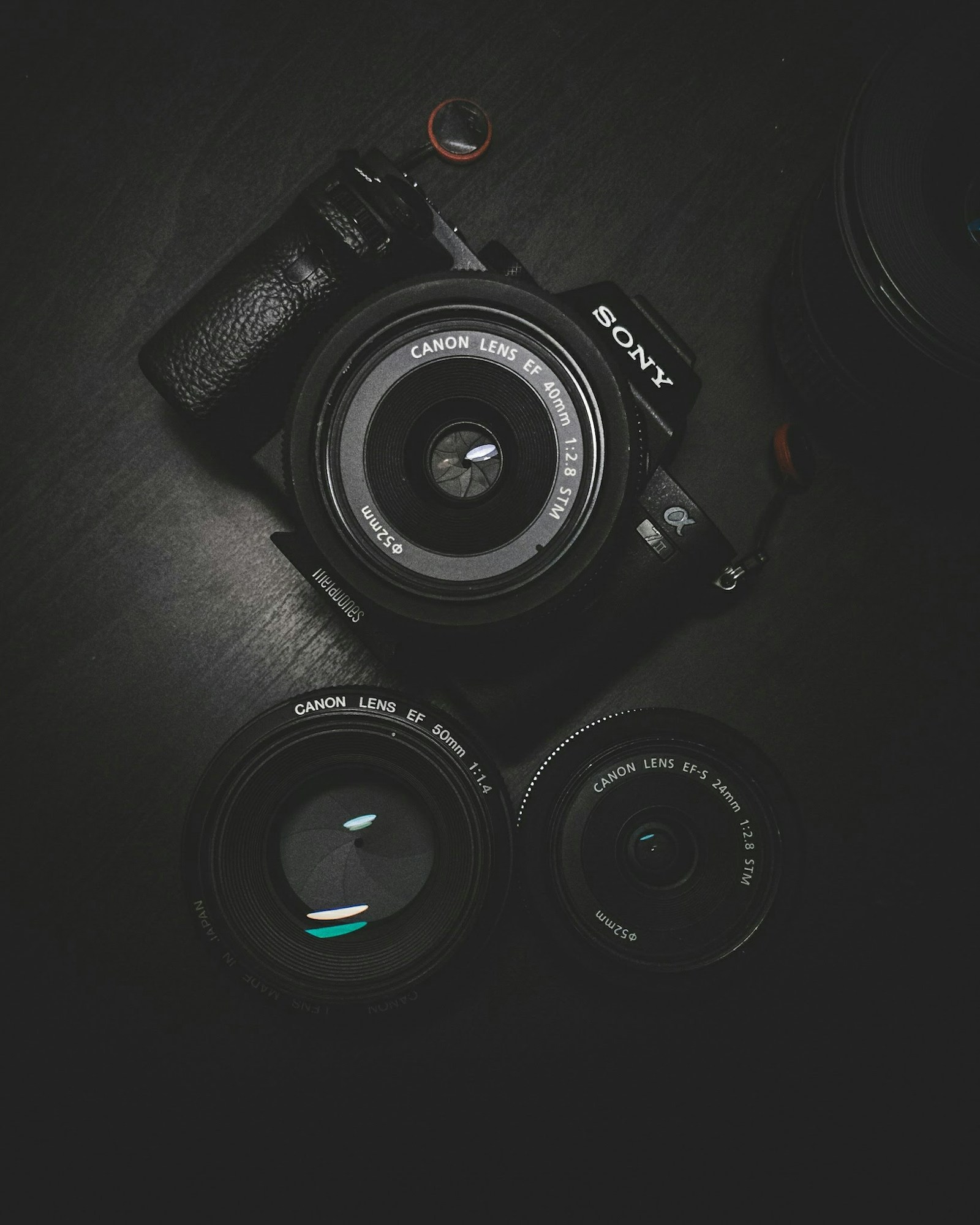 Camera and photography equipment shown close up