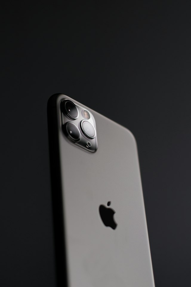 Smartphone resting on a tabletop