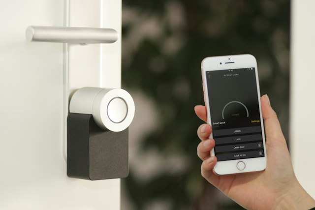 Connected door lock being controlled from a phone