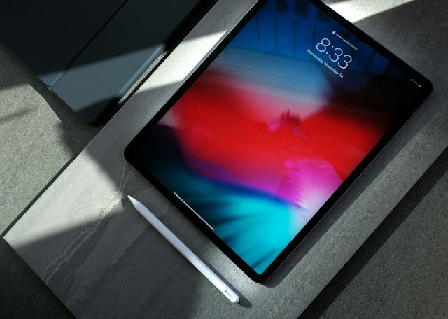Tablet being used on a table