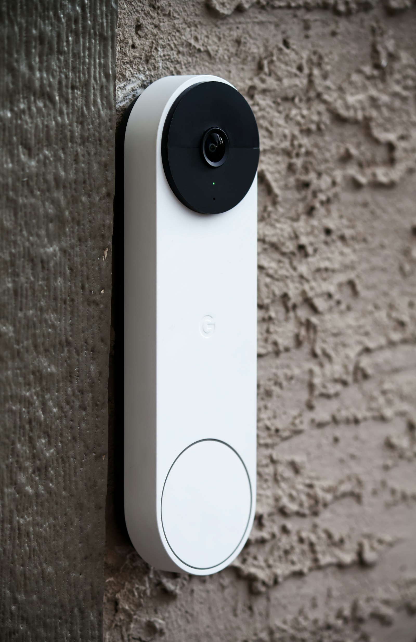 Video doorbell mounted on an exterior wall