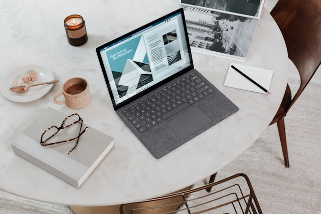 Home working setup with a computer